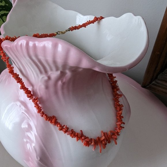 Vintage branch coral necklace, Natural salmon coral - Picture 3 of 10